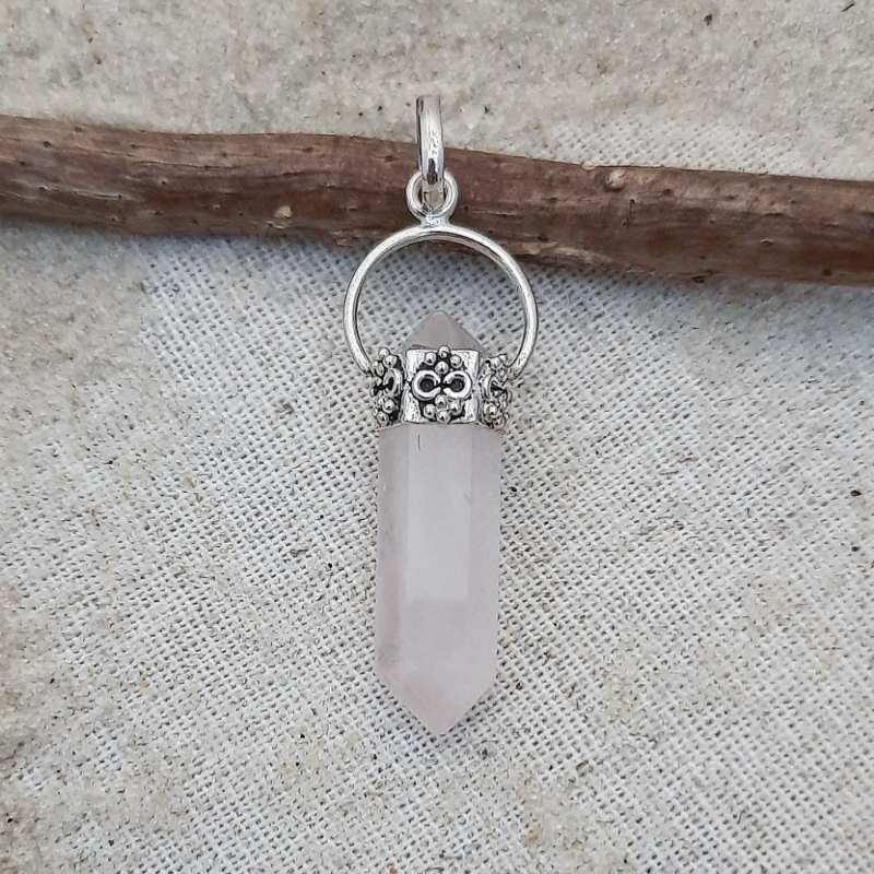 Pingente com quartzo rosa pendulo 7498