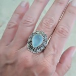 Anel com calcedônia verde 20315