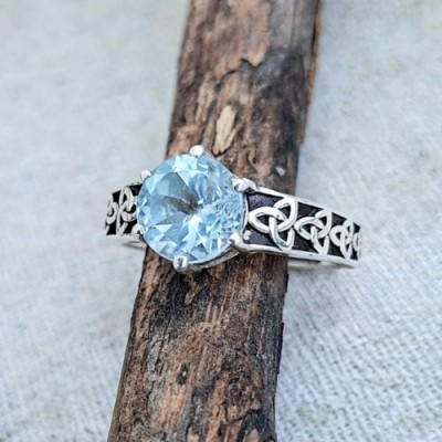 Anel com topazio azul celta 22346