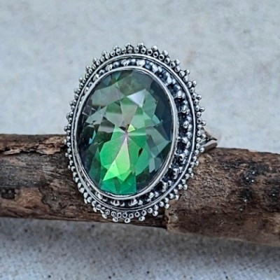 Anel com topázio místico 22366