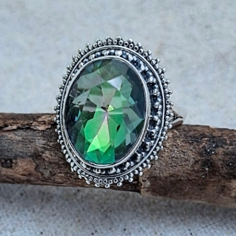 Anel com topázio místico 22366