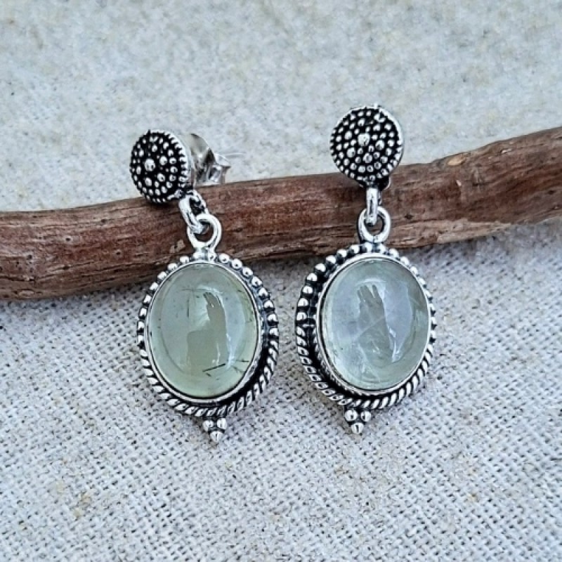 Brinco com prehnita 42002