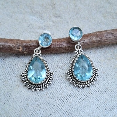 Brinco com topázio azul 46316 Brinco com topázio azul 46316