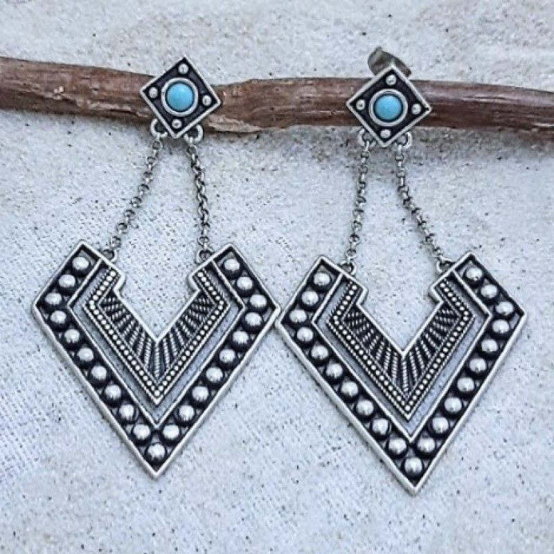 Brinco com turquesa boho 46407