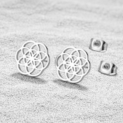 Brinco flor da vida aço inoxidavel 73011