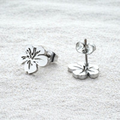 Brinco hibisco aço inoxidavel 73028