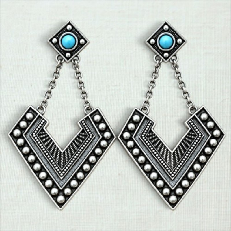 Brinco com turquesa boho 46407