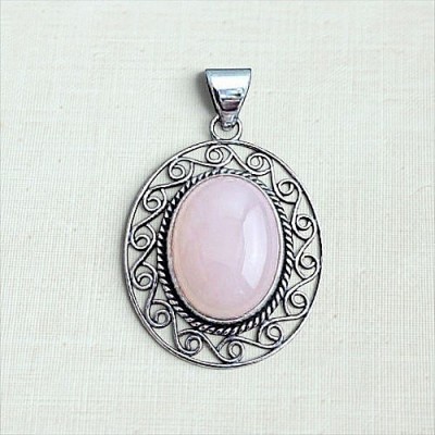 Pingente com quartzo rosa 7034