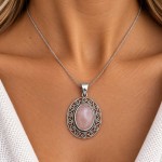 Pingente com quartzo rosa 7034