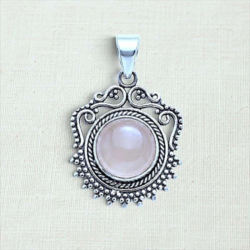 Pingente com quartzo rosa 7342