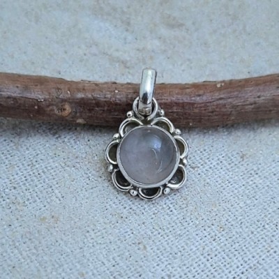 Pingente com quartzo rosa flor 7382 Pingente com quartzo rosa flor 7382