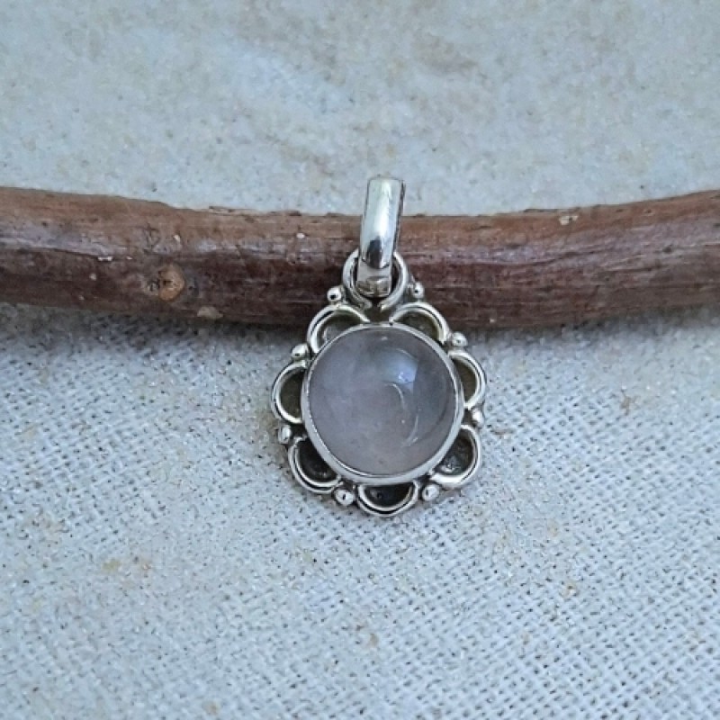 Pingente com quartzo rosa flor 7382 Pingente com quartzo rosa flor 7382