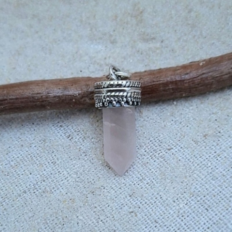 Pingente com quartzo rosa pendulo 7498