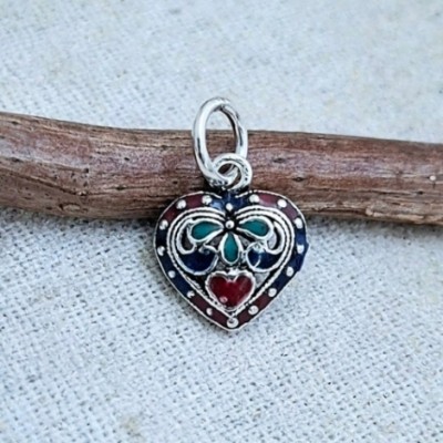 Pingente coração cloisonne 8400