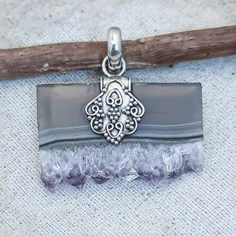 Pingente drusa de ametista 7012