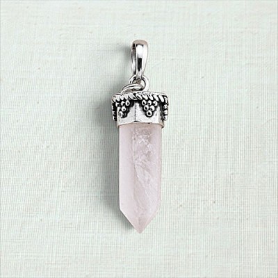 Pingente quartzo rosa pendulo 7498